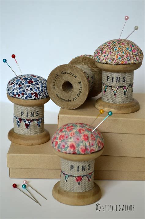 Stitch Galore Wooden Spool Cotton Reel Pincushions