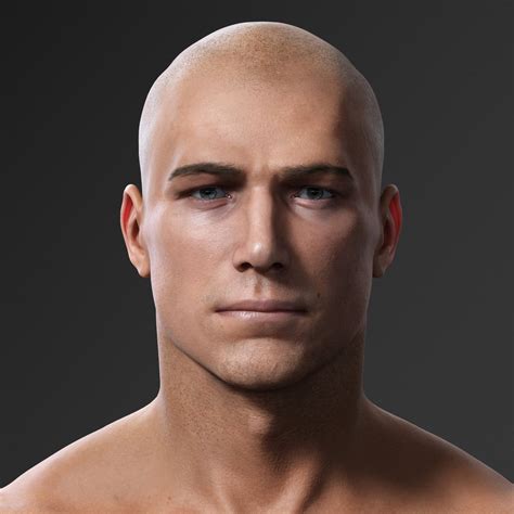 Photorealistic Male Body Realistic Head Model Male Face