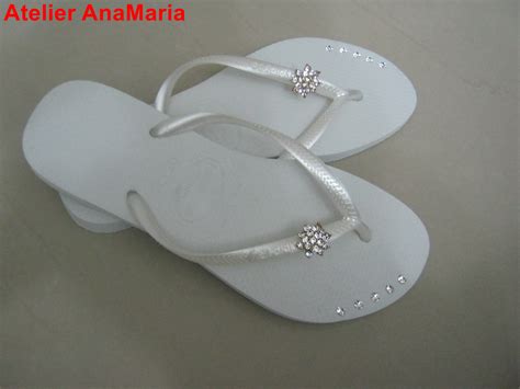 Havaianas Slim Branca Customizada Atelier Anamaria Elo7