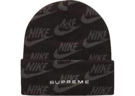 Supreme Nike Jacquard Logos Beanie Black Ss21 Us