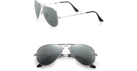 Lyst Ray Ban Folding Aviator Sunglasses In Metallic