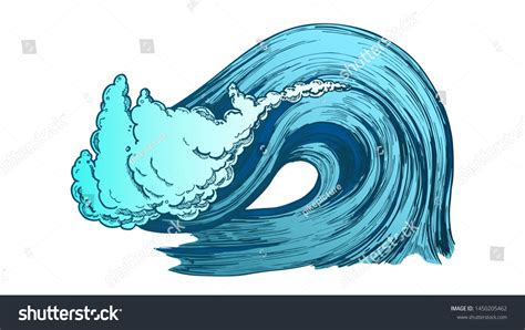 Breaking Atlantic Ocean Marine Wave Storm Stock Illustration 1450205462