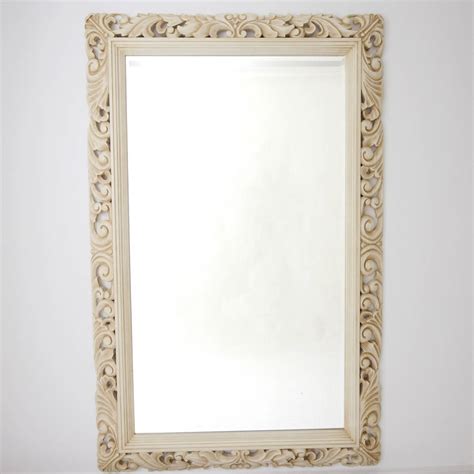 Carved Wood Ivory Framed Mirror By Decorative Mirrors Online