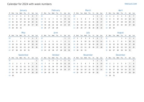 Calendar For 2024 With Weeks Print And Download Calendar