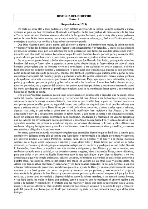 T9 Requerimiento Historia Del Derecho Textos 9 Requerimiento 1513