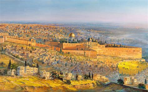 Jerusalem Old City On Seven Hills Original Painting That Comes In Print