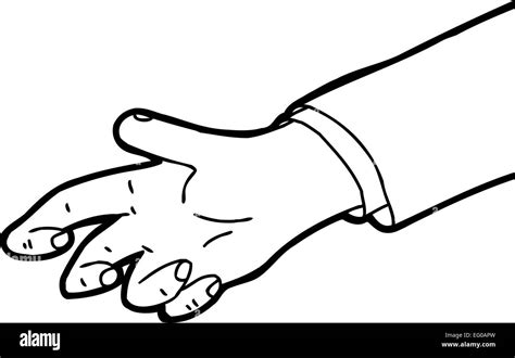 Outline Cartoon Of Single Hand Reaching Out Stock Photo Alamy