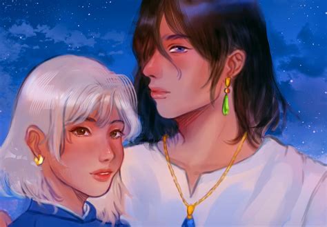 Howl And Sophie Under The Night Sky Co Char🌠のイラスト