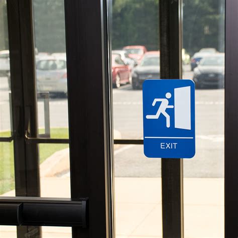 Ada Exit Sign With Braille Blue And White 9 X 6