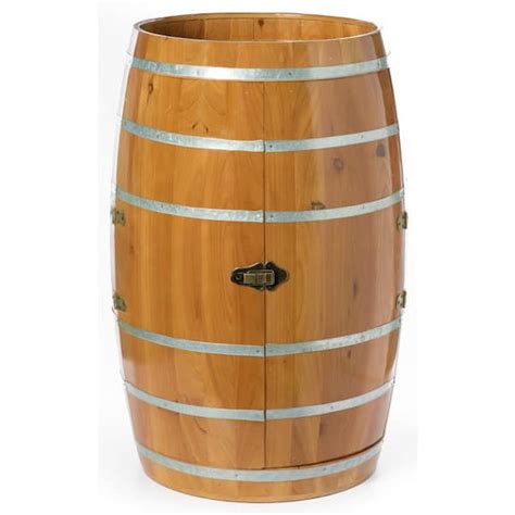 Vintiquewise Brown Wooden Wine Barrel Shaped Wine Holder Bar Storage