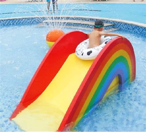 Aqua Park Equipment Fiberglass Rainbow Color Water Slide For Kids