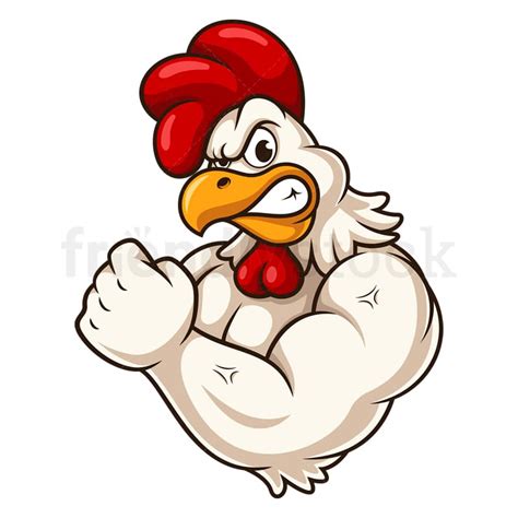 Cartoon Strong Chicken Sports Mascot Vector Illustration Friendlystock