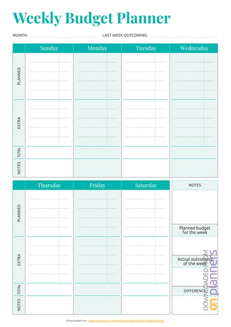 Weekly Budget Template | IPASPHOTO