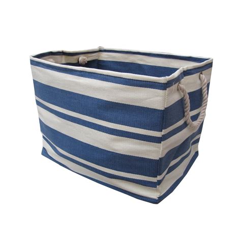 Blue And White Stripe Large Canvas Bags