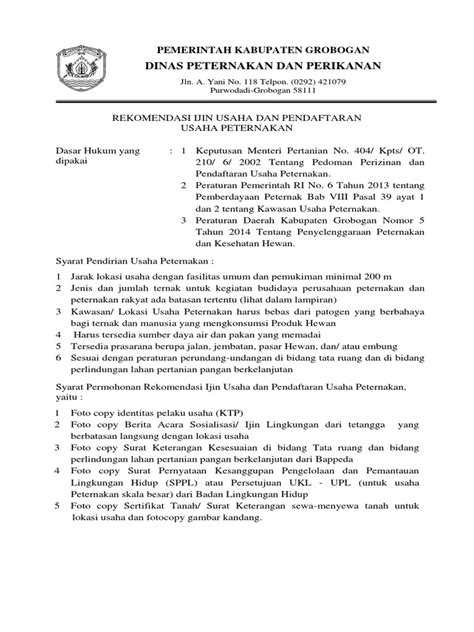 Contoh Surat Izin Lingkungan Peternakan - Kekinian