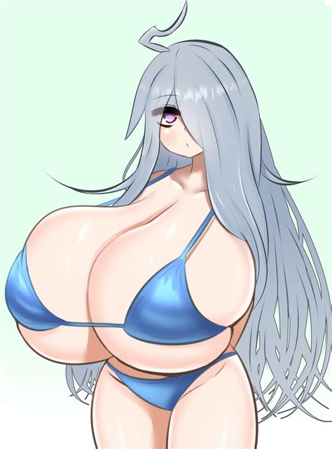 Rule 34 Ahoge Big Breasts Bikini Gigantic Breasts Grey Hair Huge Breasts Kfc2727 Long Hair Mei