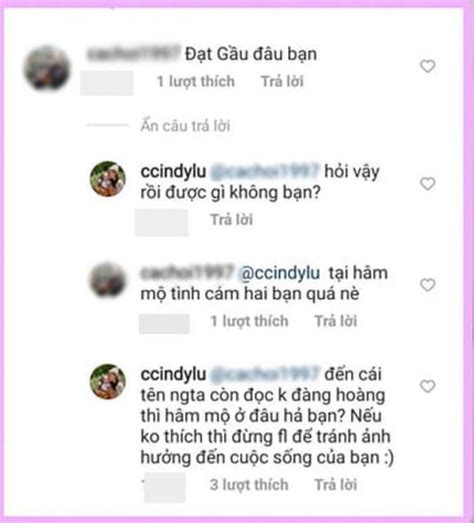Trong khi cindy lư vẫn theo dõi đạt g, nam ca sĩ lại lơ bạn gái. Cindy Lư 'nổi đóa' khi Đạt G bị anti-fan 'cà khịa': 'Không ...