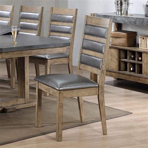 The perfect complement to your favorite table, my dining room chairs add seating and sophistication to any space. Set of 4 Modern Grey Faux Leather Dining Chairs with Brown ...