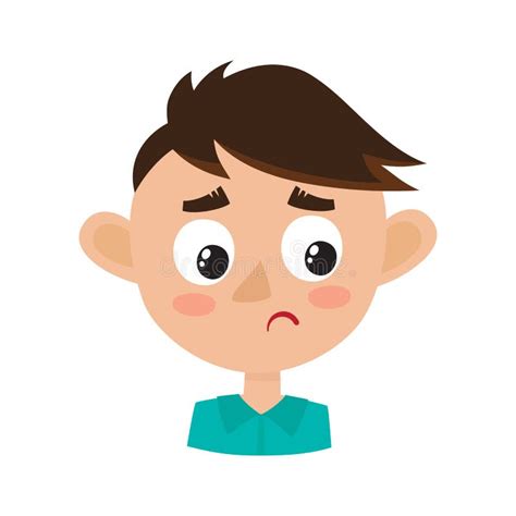 Boy Upset Face Expression Cartoon Vector Illustrations Isolated On