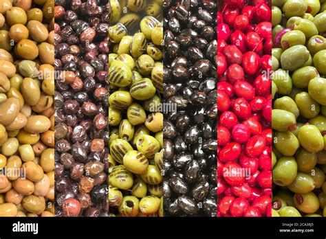 Close Up Of Different Types Of Greek Olives Stock Photo Alamy