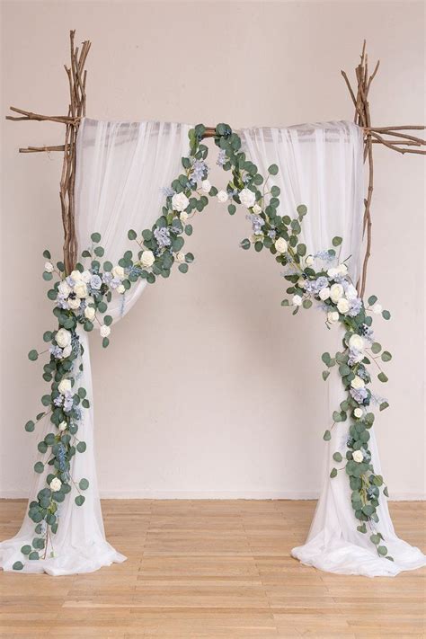 Arch Flower Garland With Sheer Drape Set Of 2 Powder Blue In 2020