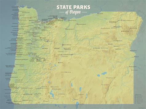 Oregon State Parks Map 18x24 Poster Best Maps Ever
