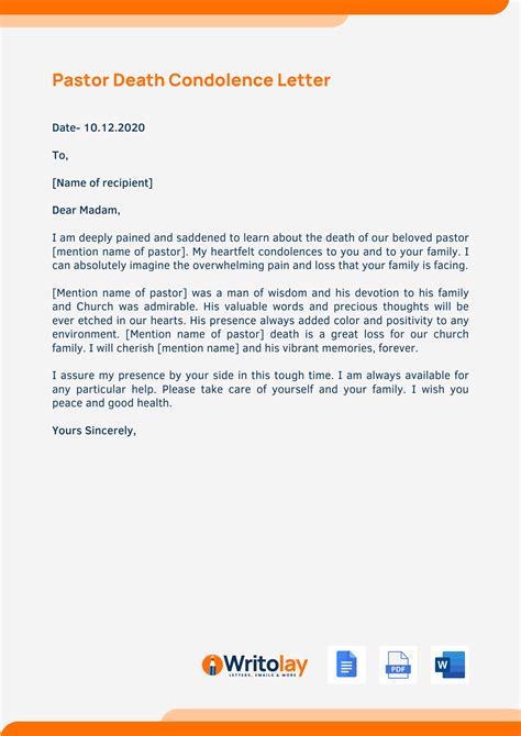 Condolence Letter From A Pastor - CHURCHGISTS.COM