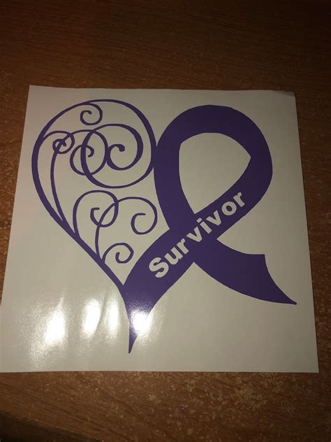 Domestic Violence Awareness Survivor Purple Ribbon Decal For Etsy