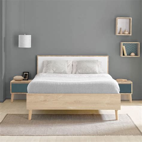 Les meilleurs deals des marques naf naf,la redoute interieurs,matelsom ou someo! Lit 2 places 140x190 cm décor chêne clair et blanc - JASON ...