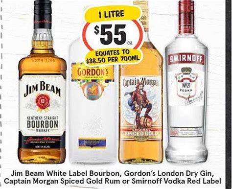 Jim Beam White Label Bourbon Gordon S London Dry Gin Captain Morgan