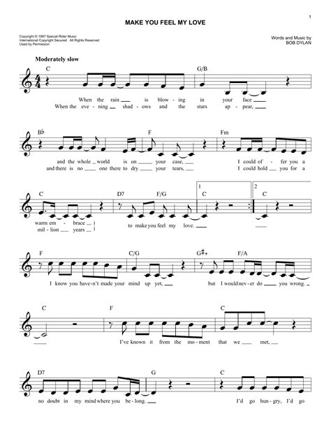 Feb 27, 2020 · g7 when i hold you in my arms a7 my love cant do me no harm verse d7 and i feel nice, like a sugar and spice, g7 d7 i feel nice, like sugar and spice a7 g7 d9 so nice, so nice, well i got you d7 woah! Make You Feel My Love Sheet Music | Adele | Lead Sheet / Fake Book