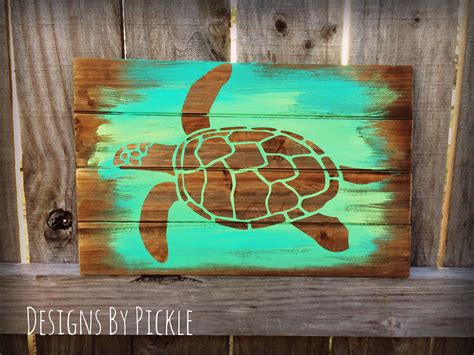 Blue Green Sea Turtle Sign By Designsbypickle On Etsy Etsy Wall Decor