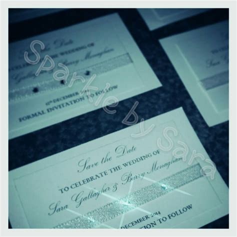 5 star rating from over 10 reviews at facebook, google & trustpilot. Sparkle save the date. Winter wedding. iridescent ribbon ...