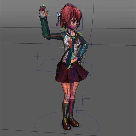 3d Model Anime School Girl Rigged Low Poly Vr Ar Low Poly Obj
