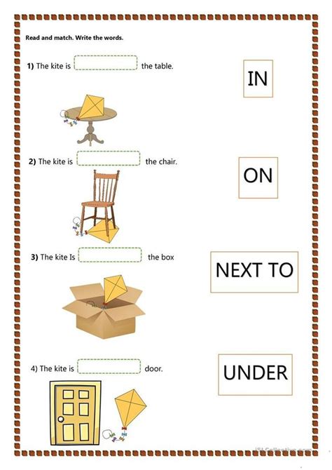 Prepositions worksheets with pictures teachers pay teachers. Preposition Worksheets for Kindergarten Prepositions Of Place Kids English Esl Worksheet… in ...