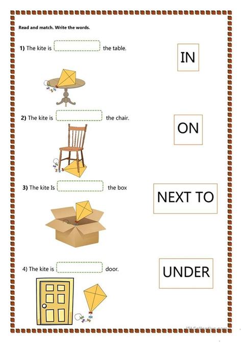 Here are some pages from the activity book that my fellow. Preposition Worksheets for Kindergarten Prepositions Of Place Kids English Esl Worksheet… in ...
