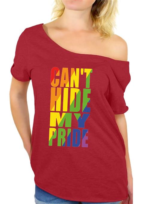 Women S LGBT Pride Off The Shoulder Tops T Shirts Gay Parade Can T Hide