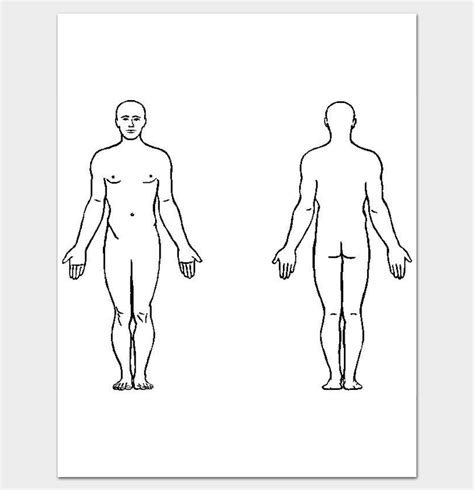 Body Outline Front And Back 11 Printable Worksheet Drawing For Pdf