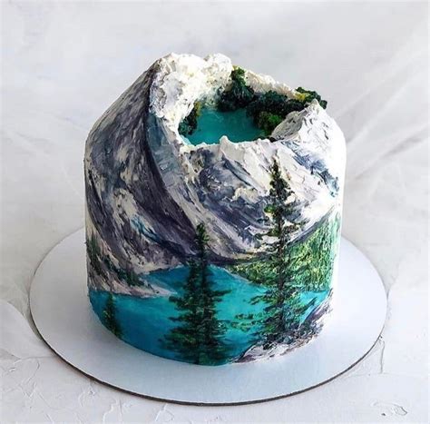 This Cake Of Morraine Lake Is Art Redditlake Mountain Cake Crazy