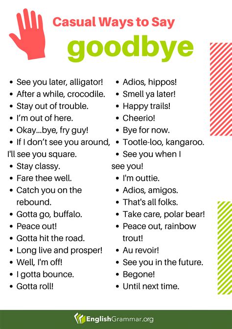 Casual Ways To Say Goodbye Learn English Words English Vocabulary