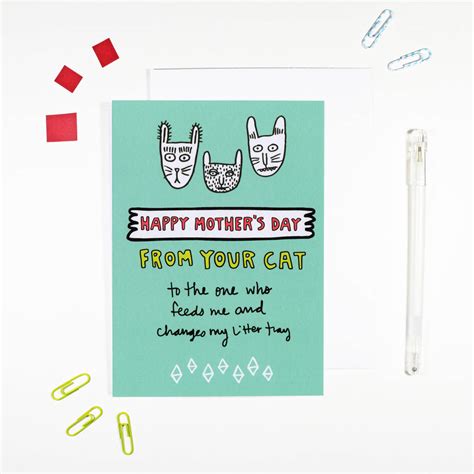 Happy Mothers Day From Your Cat Card By Angela Chick