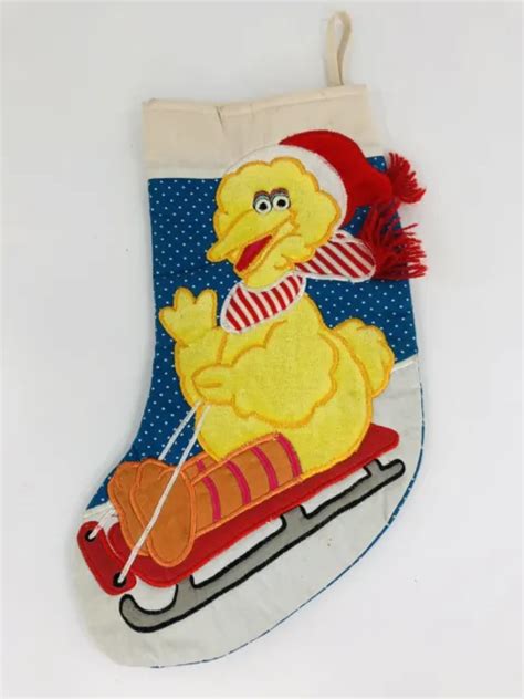 Big Bird Sesame Street Applause Vintage Christmas Stocking Sled 1988