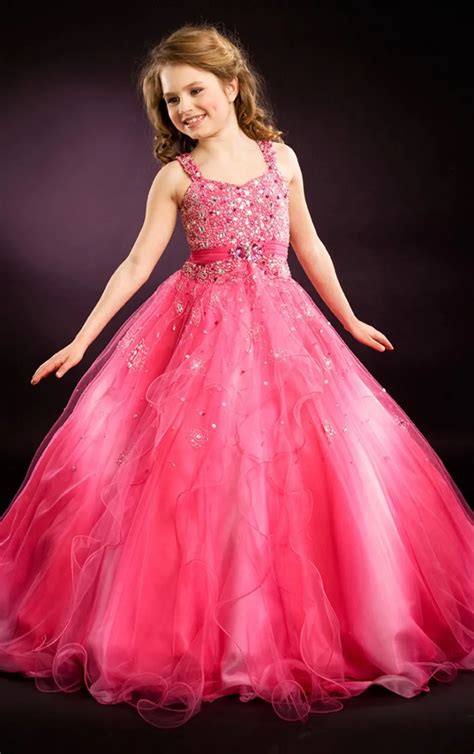 2016 Children Glitz Girls Pageant Dresses Beading Princess Blush Floor