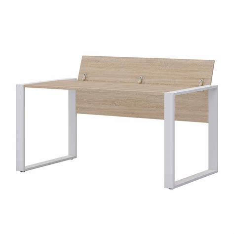Auffälliger schreibtisch in weiß matt und eichefarben gefertigt aus mdf Büro Schreibtisch in Holz Optik Sonoma Eiche & Metall Weiß ...