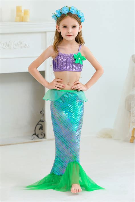 Girls Mermaid Cosplay Costume Princess Dress Halloween Fancy Costume