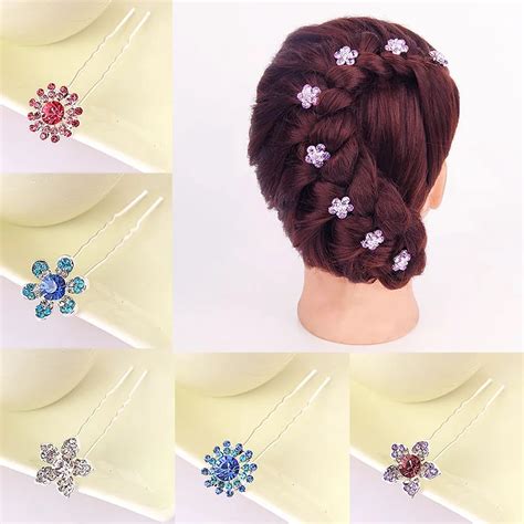 Buy Lnrrabc 6pcsset Cute U Shaped Hairpin Crystle Rhinestone Women Flowers