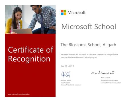 Microsoft Certificate The Blossoms School