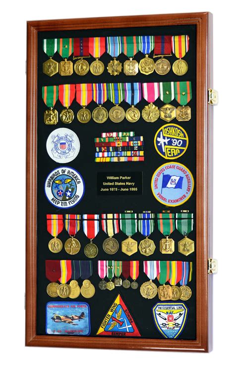 Large Military Medals Flag Pins Ribbons Patches Display Case Cabinet