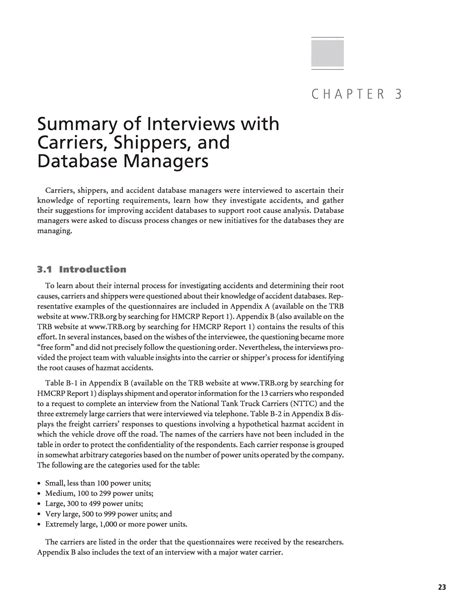 It also identifies the immediate subordinate and superior officers the position has. Chapter 3 - Summary of Interviews with Carriers, Shippers, and Database Managers | Hazardous ...
