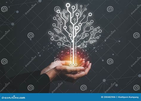 The Concept Of An Electronic Tree Panel In The Hand Of A Growing